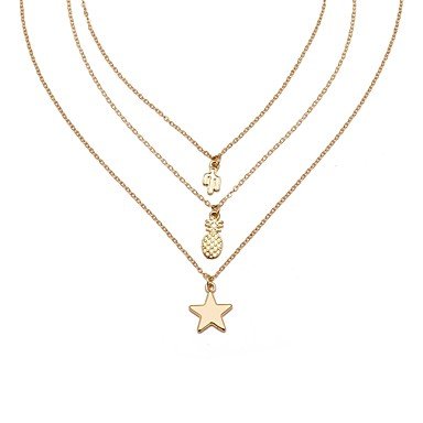 Layered necklace women necklace wrapped necklace fashion necklace jewelry pineapple