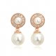 Women Zodiac pendant earrings pearl, pearl, imitation pearls, cubic zirconia, silver, titanium steel rose daily