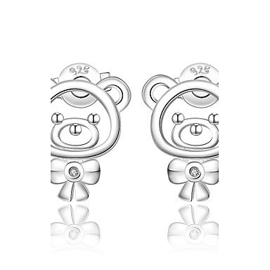 Pierced earrings female, personalized, two-sided titanium steel ,, silver