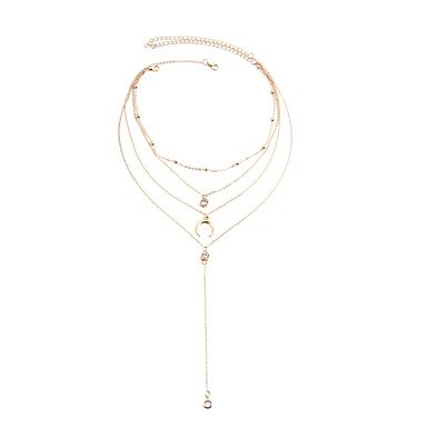 Female long necklace layered hierarchical multi-layer necklace jewelry moon