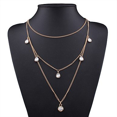 Women cubic zirconia necklace long necklace wrapped layered necklace simple necklace jewelry