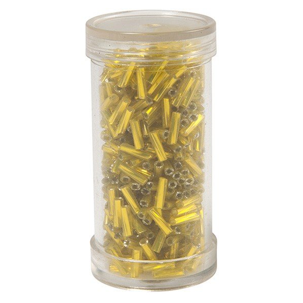 Bugle beads, Yellow - 12 mm